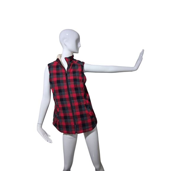 Duluth Trading Womens size S Plaid Flannel Sherpa Lumber Jack Gorpcore Zip Vest - Picture 5 of 10